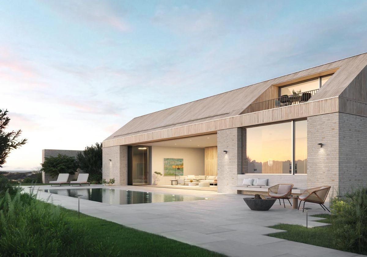 Contemporary home with a Schüco bifold wall opened toward the pool – aluminum bifold doors featured on Schüco Aluminum Bifold Doors USA | AS FD 75 & 90.HI