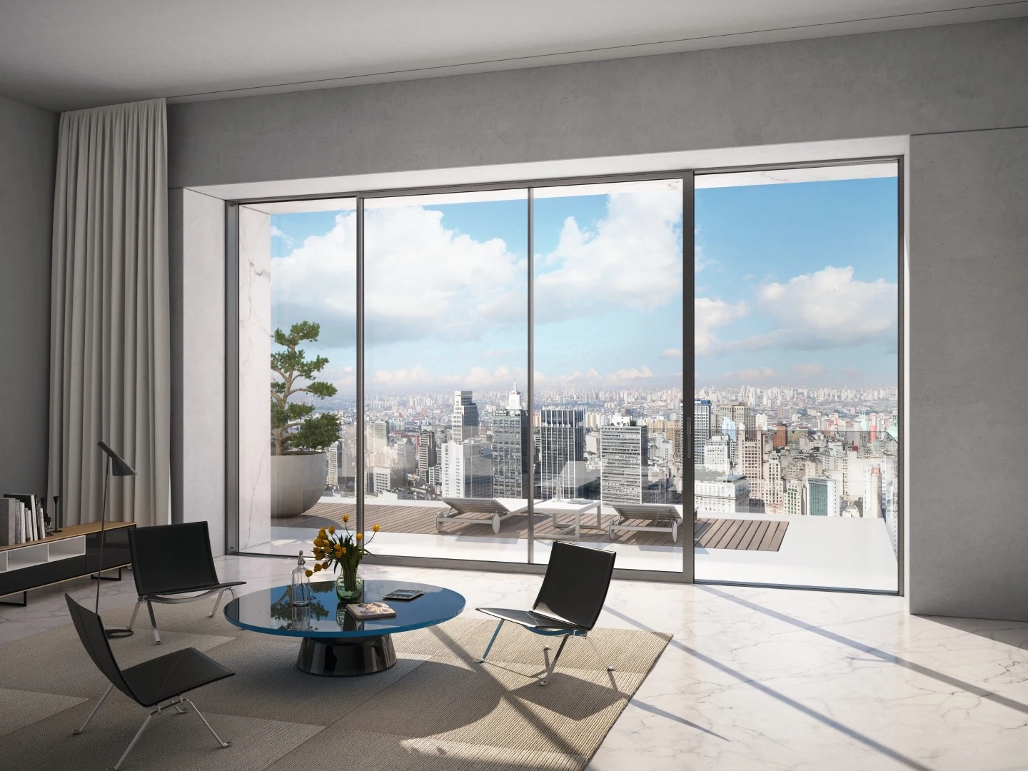 Residential high-rise with glass facade