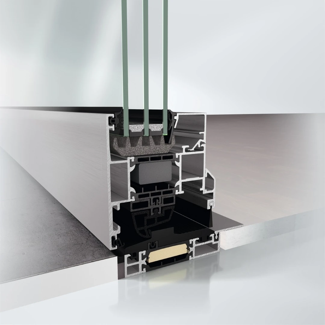Floor-to-ceiling aluminum windows with expansive views