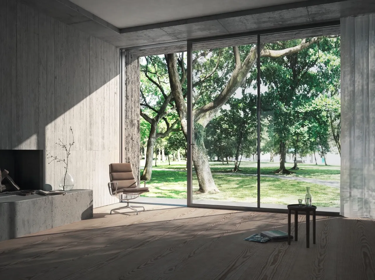 Panoramic sliding system made of aluminum with a view – made-to-measure aluminum systems featured on Custom Aluminum Windows & Doors USA