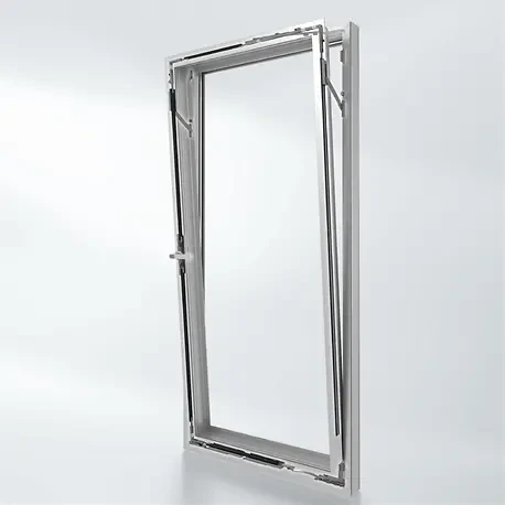 RC2-certified aluminum window from Schüco in tilt & turn position with visible locking