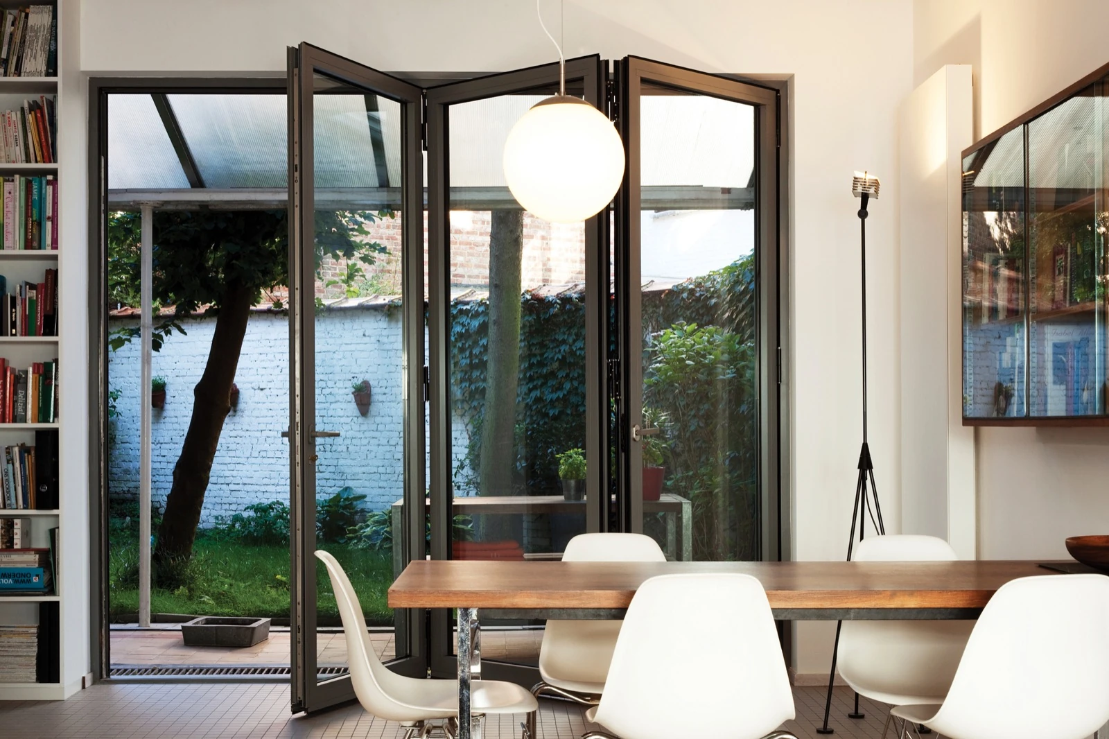 Reynaers ConceptFolding 77 aluminum bifold door in the open – aluminum bifold doors featured on Aluminum Bifold Doors & Folding Glass Walls