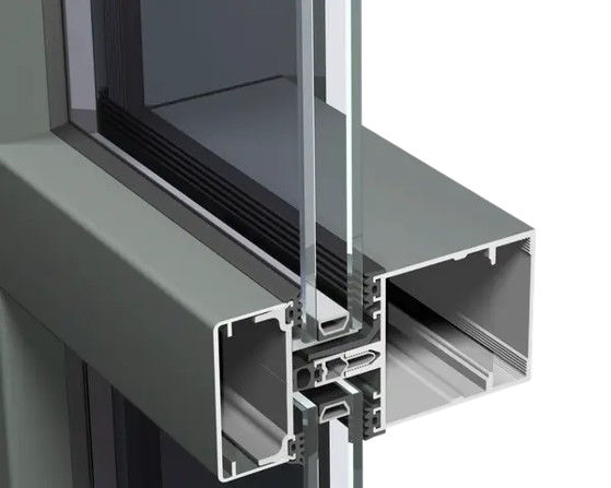 Reynaers ConceptWall 60 aluminum curtain wall profile section – aluminum curtain walls featured on Reynaers Curtain Wall Systems USA | ConceptWall