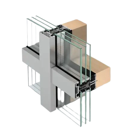 Schüco AOC 60 TI aluminum-on-timber curtain wall profile section – aluminum curtain walls featured on Schüco Curtain Wall Systems USA | FWS & AOC Façades