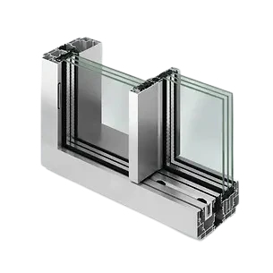 Schüco AS PD 75.HI Design Line sliding glass door profile section – aluminum sliding doors featured on Schüco Sliding Glass Doors USA | ASE & Panorama