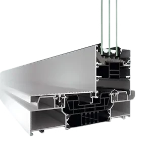 Schüco ASE 80.HI TipTronic sliding glass door profile section – aluminum sliding doors featured on Schüco Sliding Glass Doors USA | ASE & Panorama