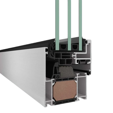 Profile section of Schüco AWS 75.BS.SI+ – custom aluminum windows featured on Schüco Aluminum Windows & AWS Window Systems