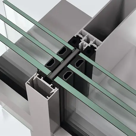 Schüco FWS 35 PD.SI Panorama Design curtain wall profile section – aluminum curtain walls featured on Schüco Curtain Wall Systems USA | FWS & AOC Façades