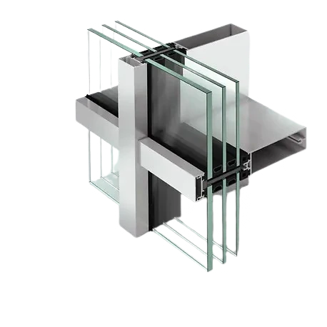 Schüco FWS 35 PD minimal curtain wall profile section – aluminum curtain walls featured on Schüco Curtain Wall Systems USA | FWS & AOC Façades
