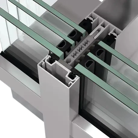 Schüco FWS 50.SI super-insulated curtain wall profile section – aluminum curtain walls featured on Schüco Curtain Wall Systems USA | FWS & AOC Façades