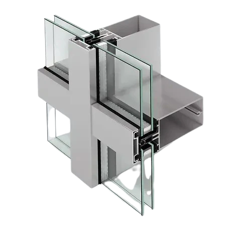 Schüco FWS 60 aluminum curtain wall profile section – aluminum curtain walls featured on Schüco Curtain Wall Systems USA | FWS & AOC Façades