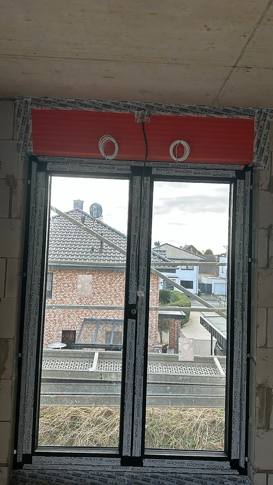 Aluminum window with exterior shutter box during construction – aluminum project reference featured on Projects & References | Custom Aluminum Windows